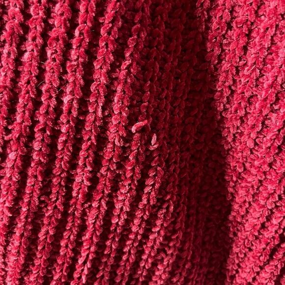 Chenile Oversized Open Front Pocketed Cardigan Pink Red Size Small - Picture 5 of 5
